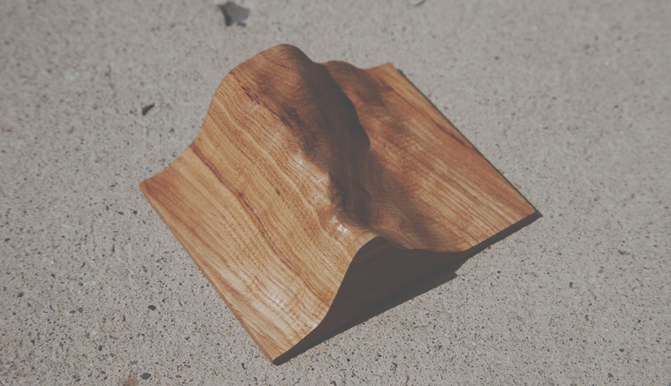 Finished oak sculpture of behavioral landscape